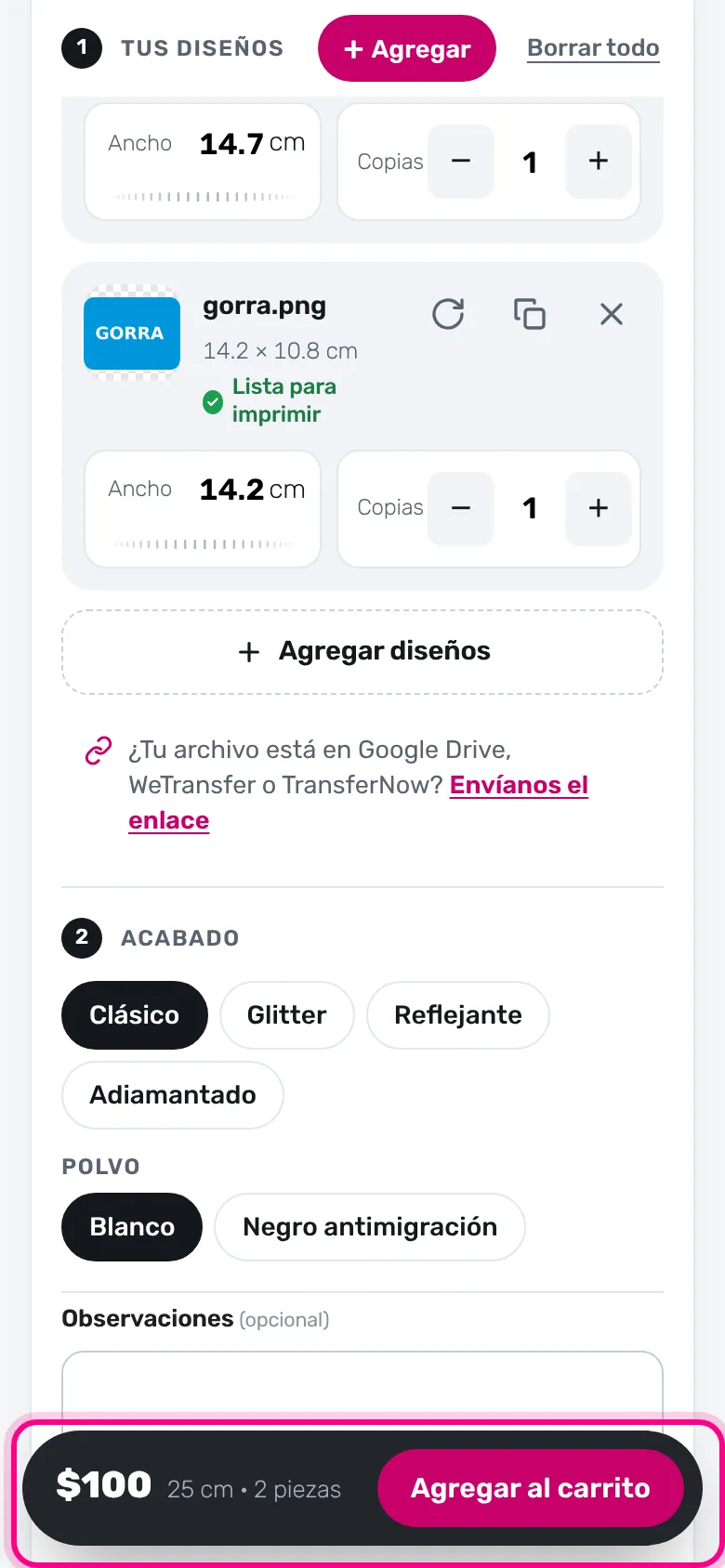 Agrega al carrito (celular)
