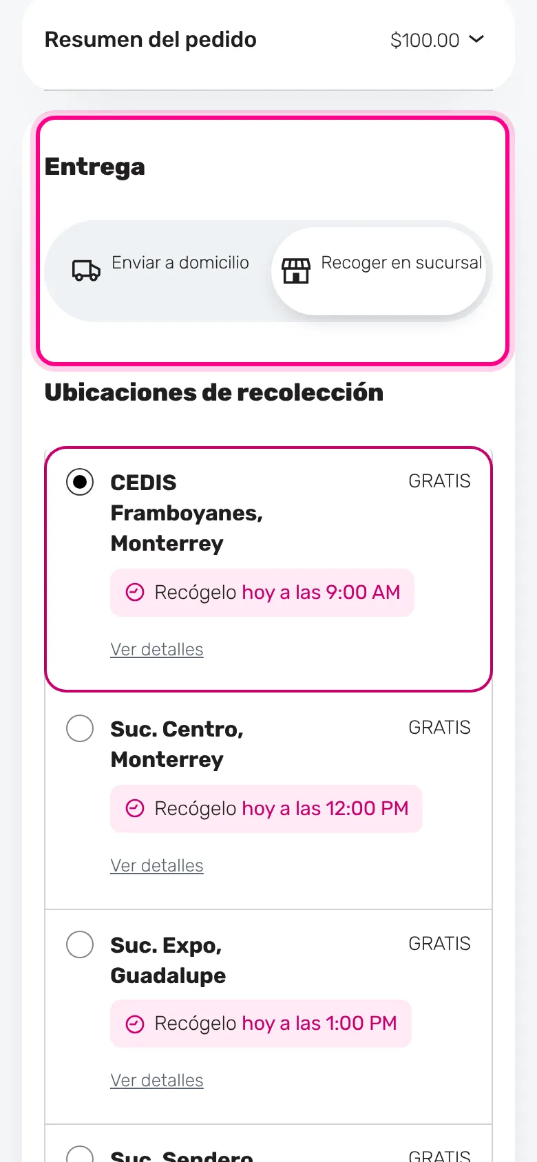 Elige cómo recibirlo (celular)