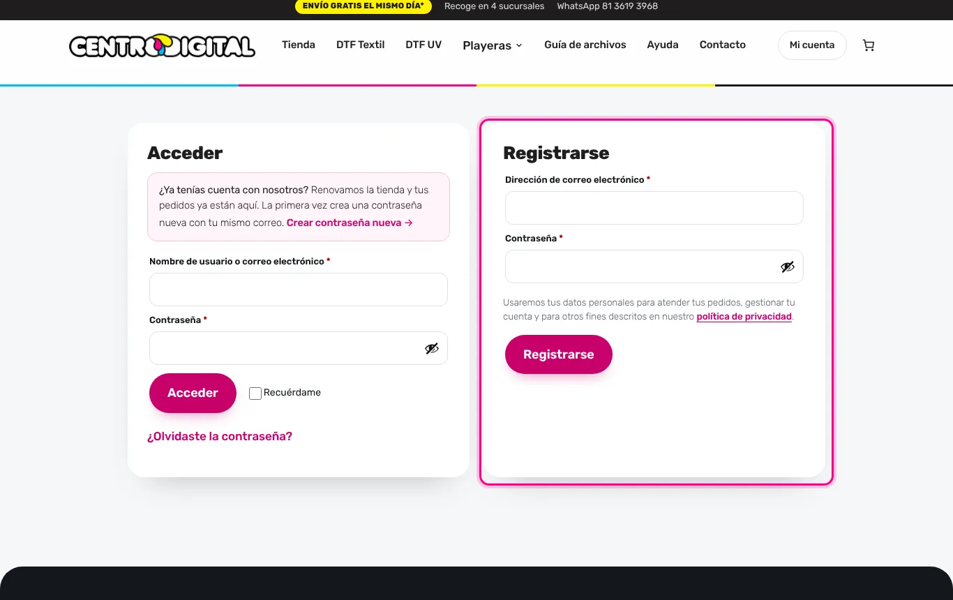 Entra a «Mi cuenta» (computadora)