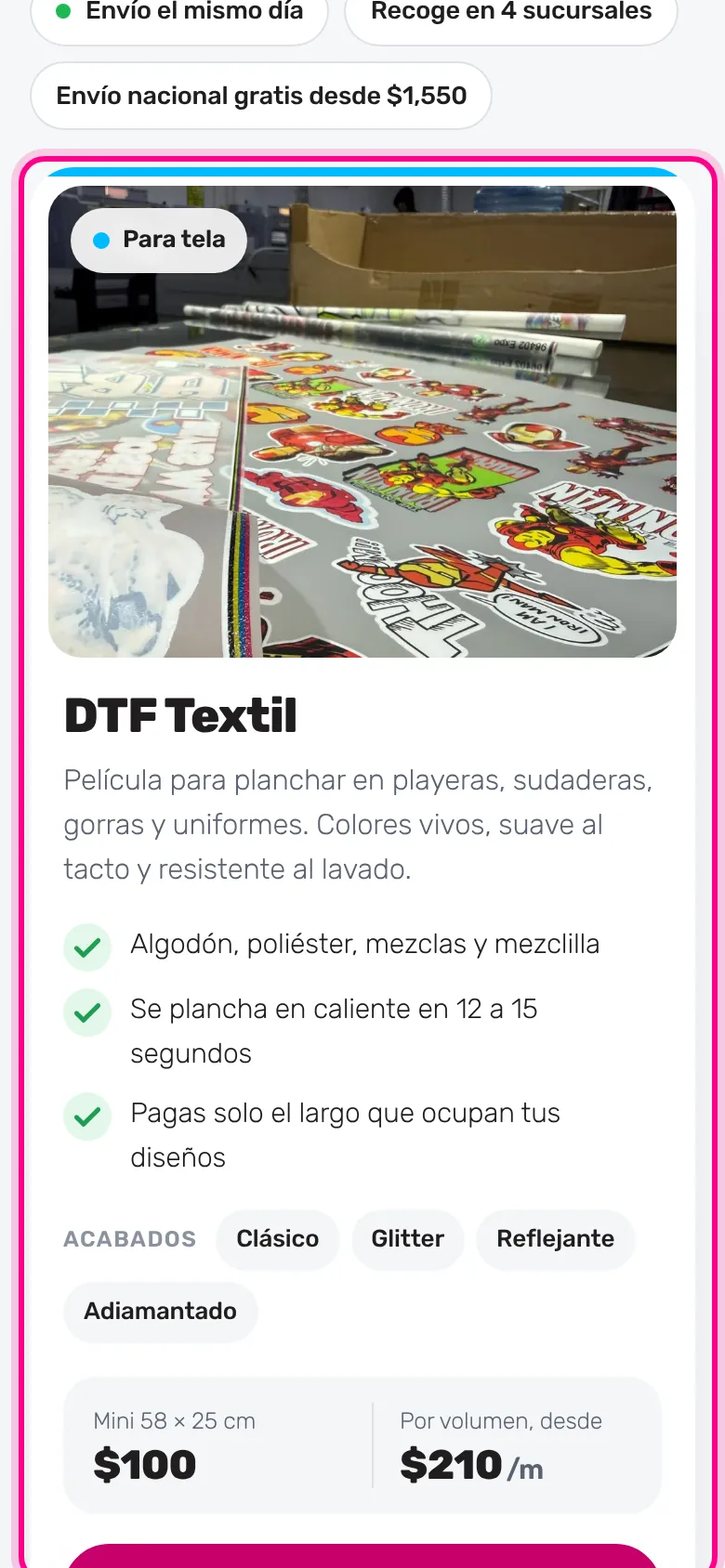 DTF Textil: para tela (celular)