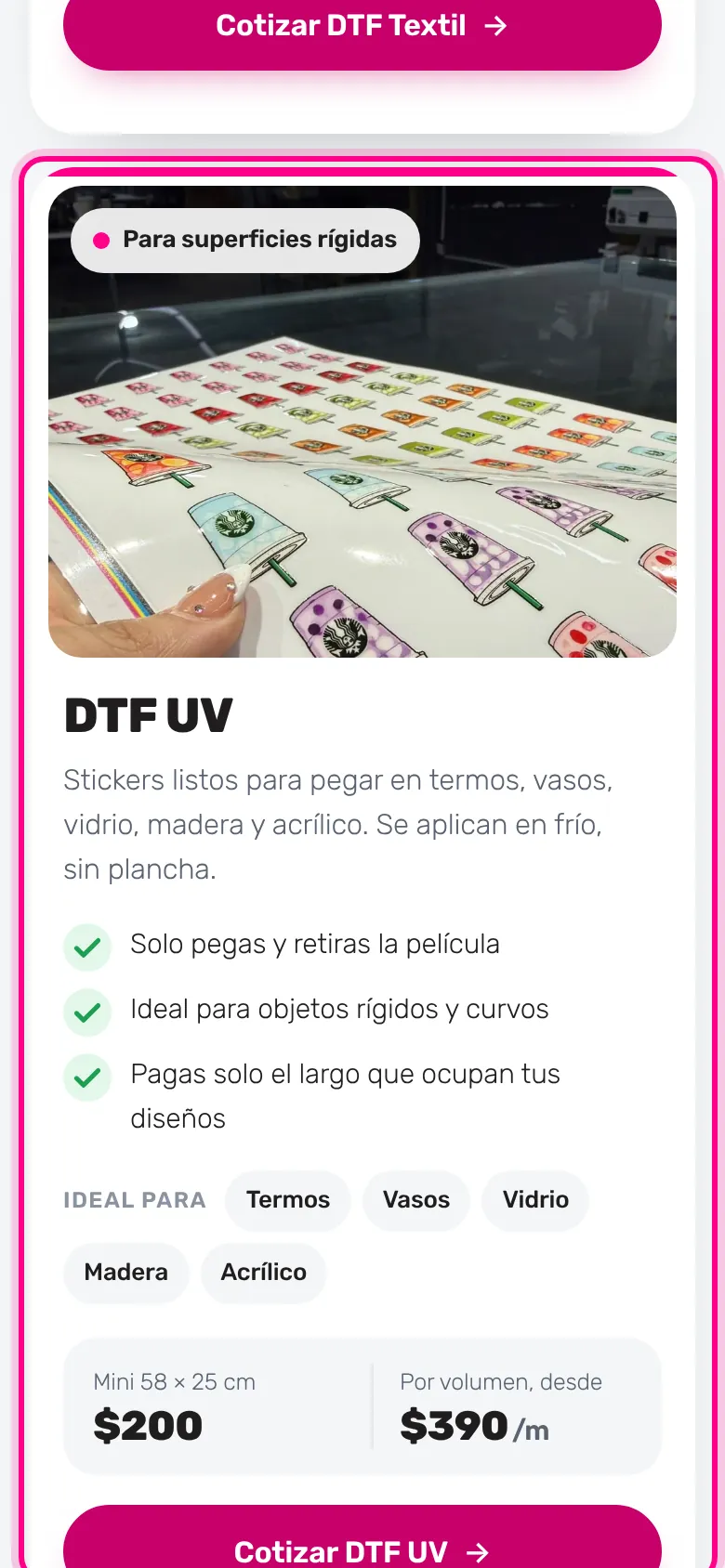 DTF UV: para objetos rígidos (celular)
