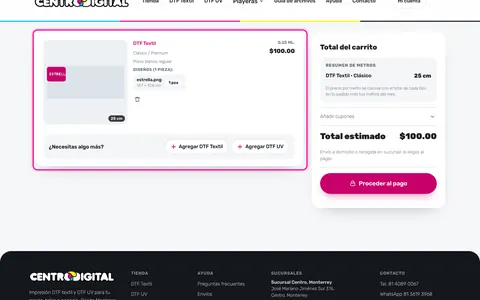 Revisa y edita tu pedido de DTF en el carrito
