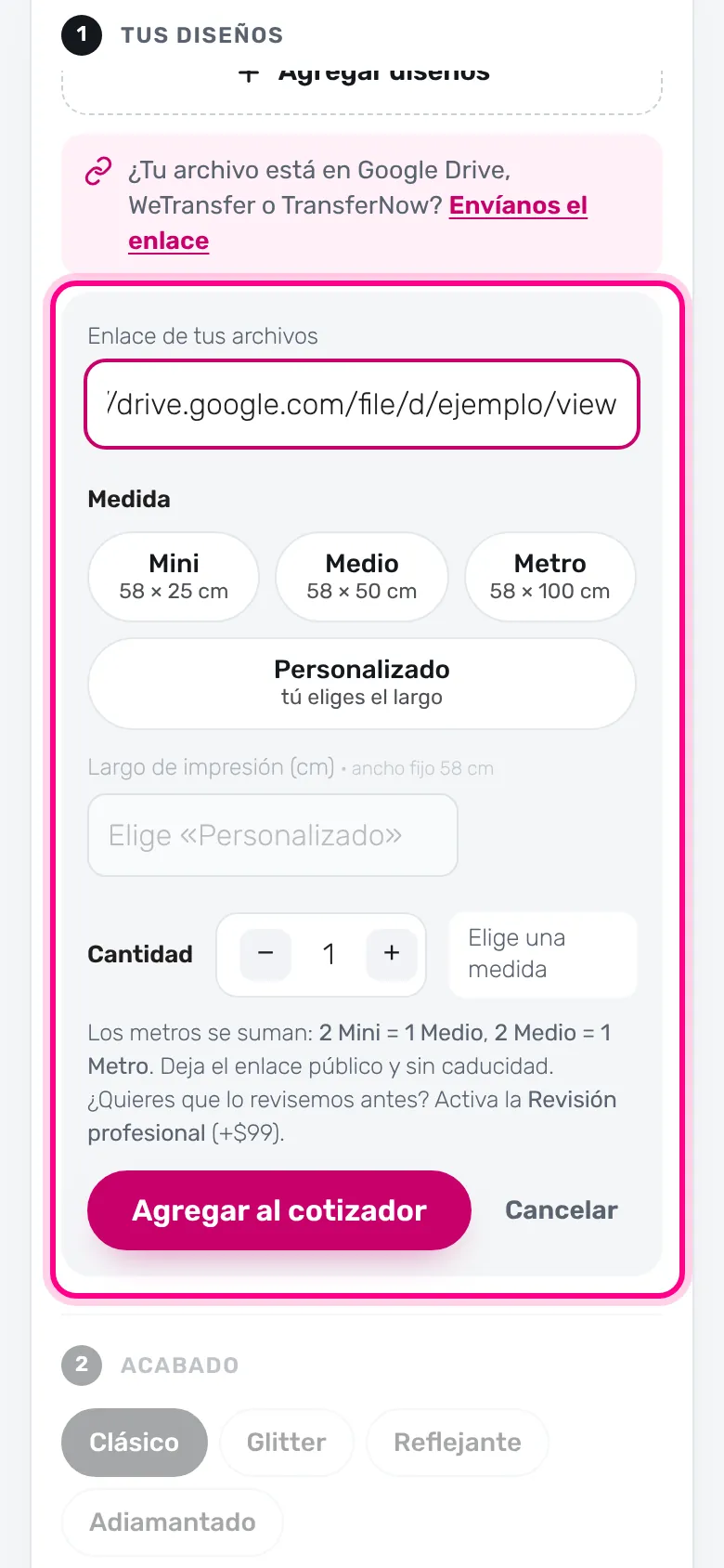 Pega tu enlace (celular)