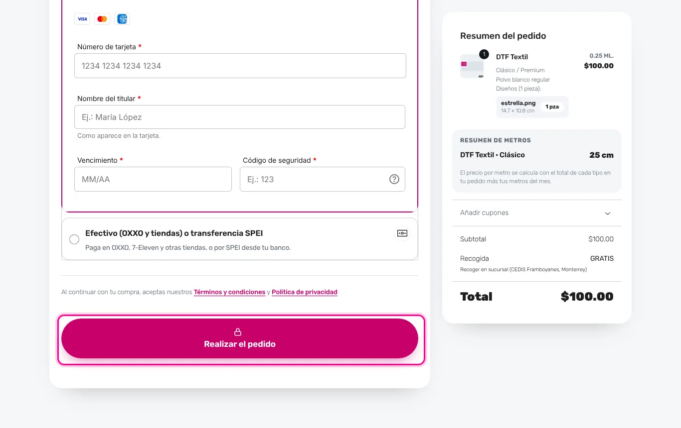 Realiza el pedido (computadora)