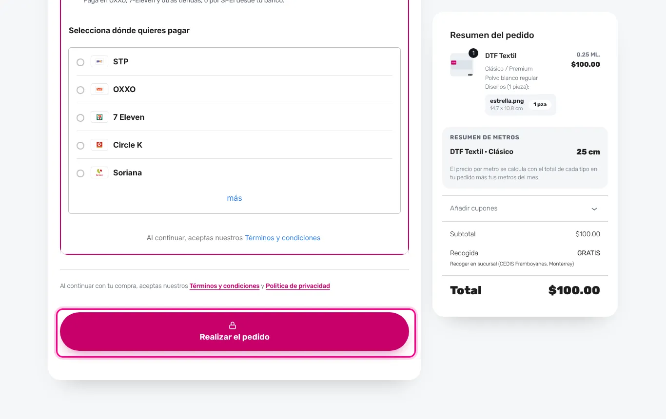 Realiza el pedido y sigue las instrucciones (computadora)