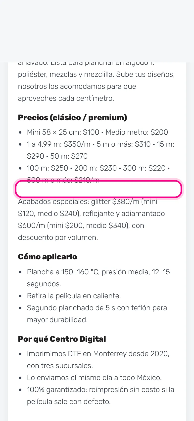 Consulta los precios (celular)
