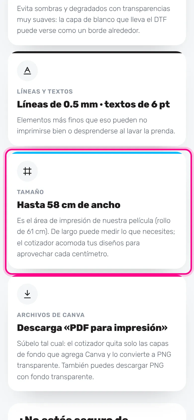 Hasta 58 cm de ancho (celular)