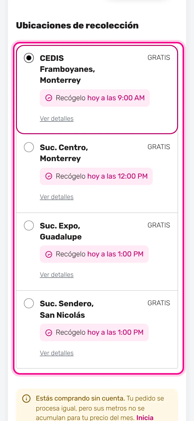 Escoge tu sucursal (celular)
