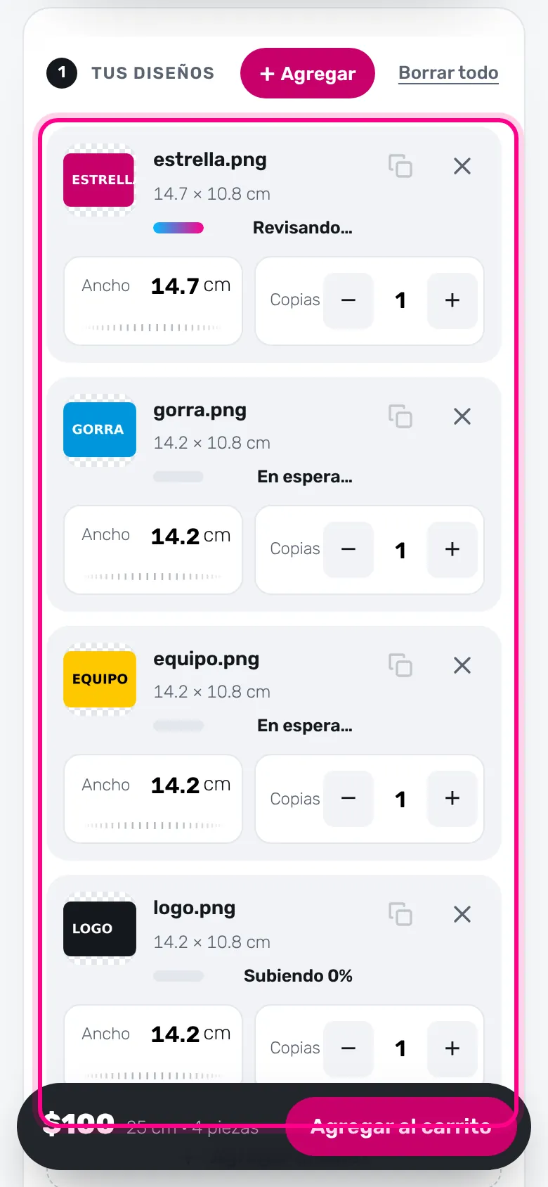 Se suben uno por uno (celular)