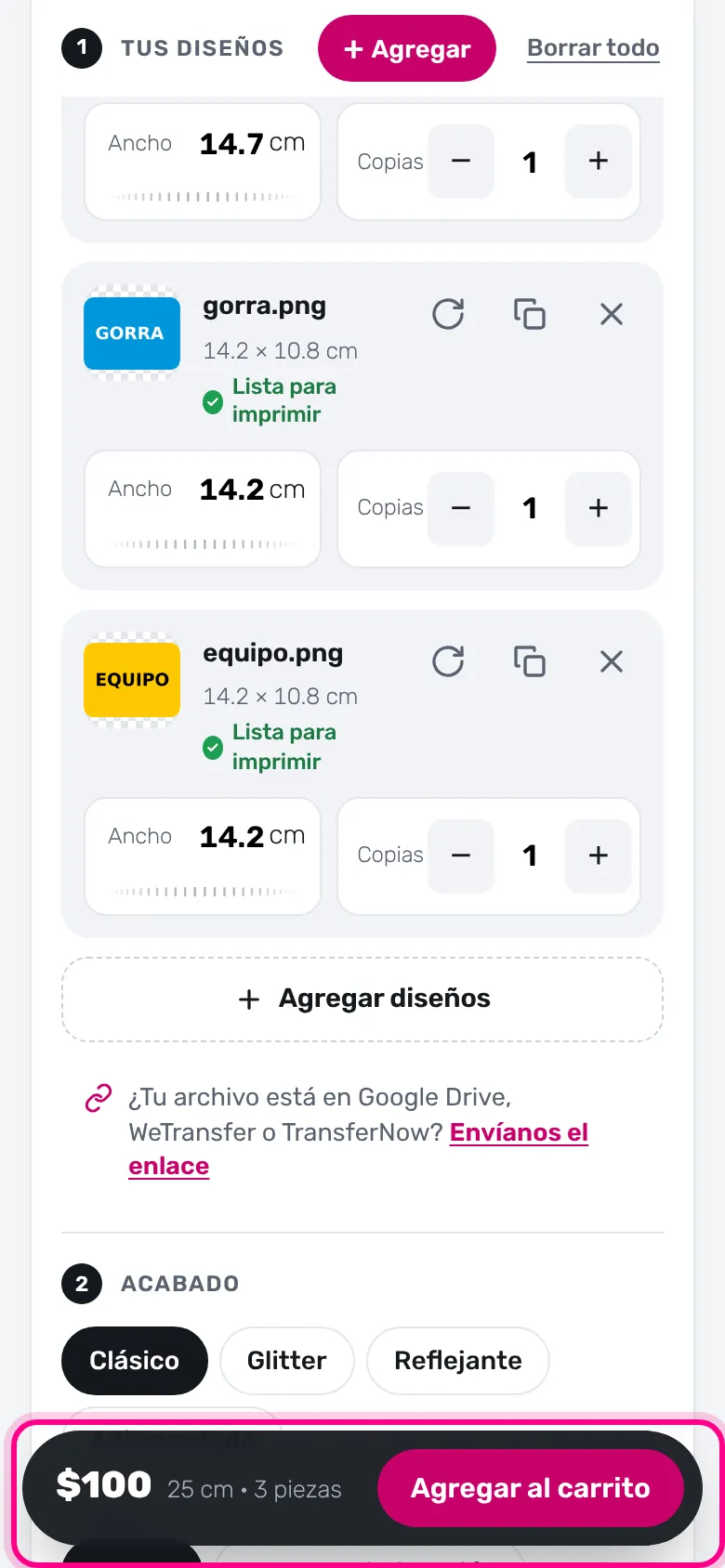 El precio se calcula solo (celular)